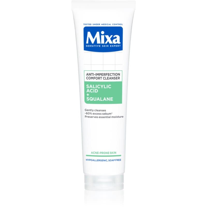 MIXA Anti-Imperfection Comfort Cleanser Gezichtsreinigend Gel tegen Oneffenheden van Acne Huid 150 ml