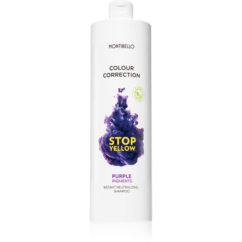 Montibello Colour Correction Stop Yellow Shampoo voor Verlicht en Blond Haar  neutraliseert gele Tinten 1000 ml