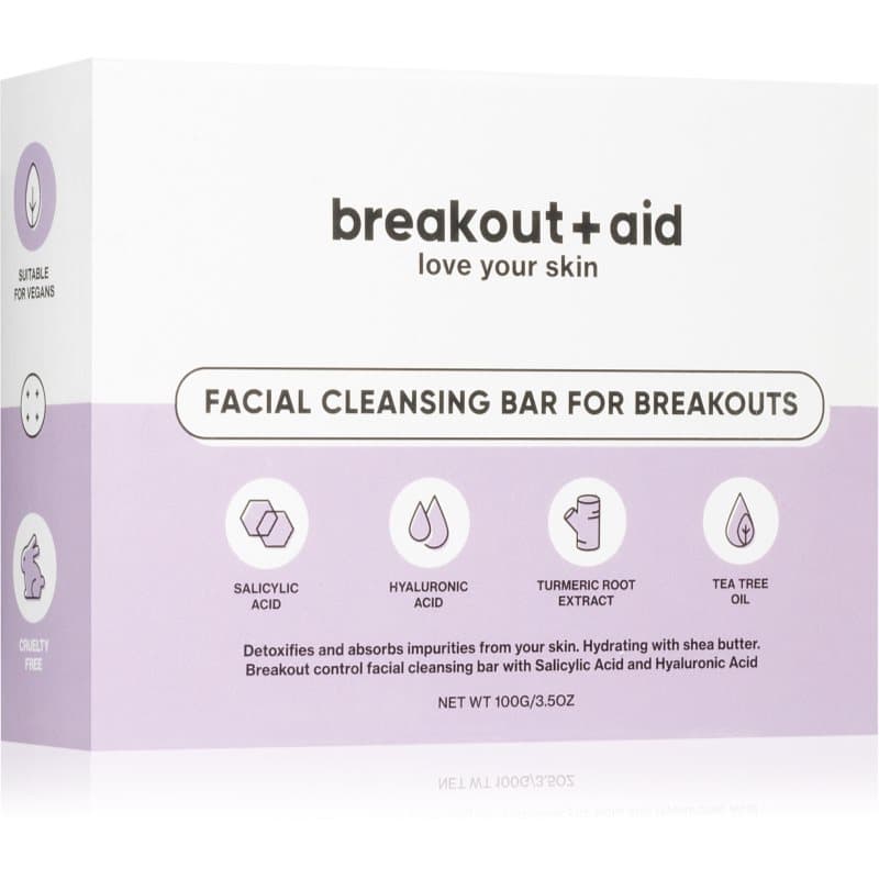 breakout + aid Facial Cleansing Bar Zeep voor Problematische Huid met salicylzuur