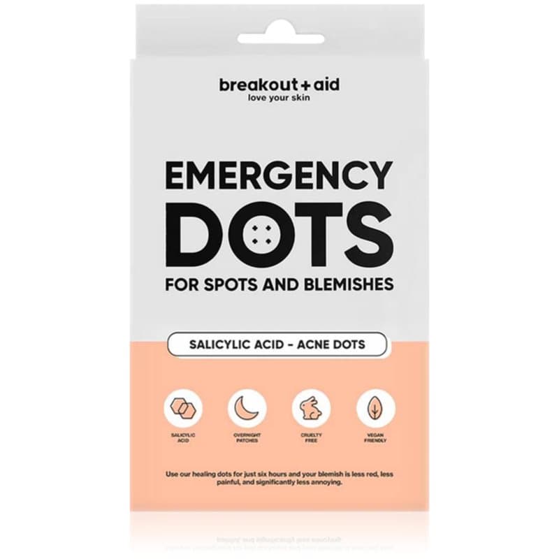 breakout + aid Emergency Dots For Spots and Blemishes Lokale Verzorging tegen Acne op Gezicht, Decolleté en Rug met salicylzuur 72 st