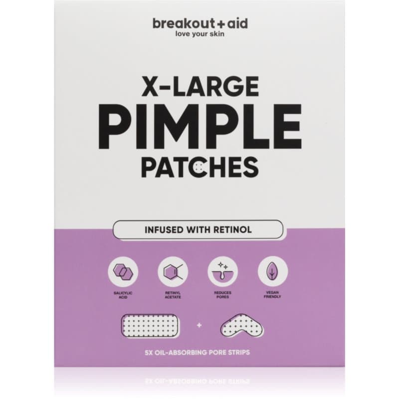 breakout + aid Pimple Patches X-Large Lokale Verzorging tegen Acne met Ratinol 5 st