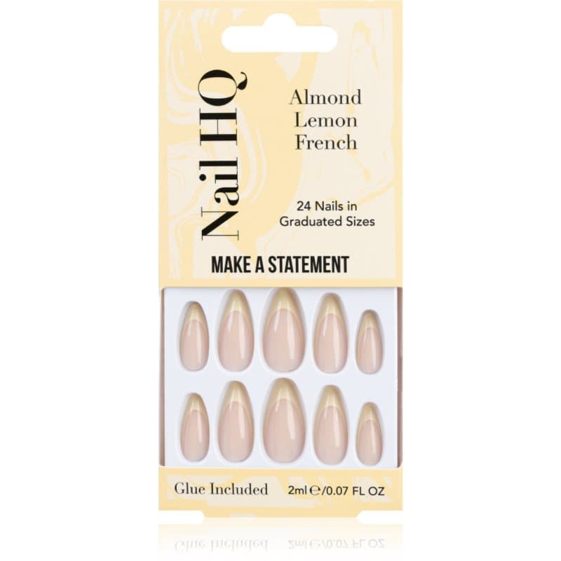 Nail HQ Almond Lemon French valse nagels met Lijm en Applicator 24 st
