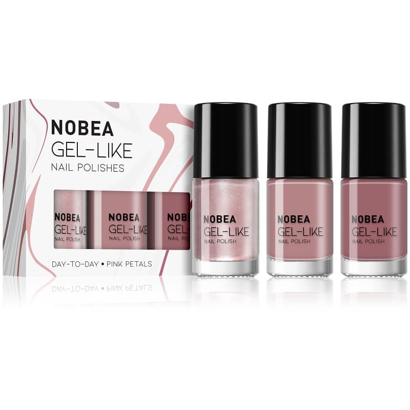 NOBEA Day-to-Day 3-Piece Gel-like Nail Polish set nagellak set Pink Petals