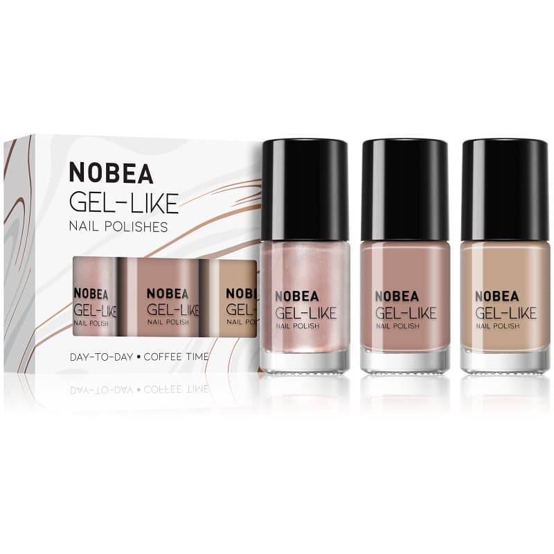 NOBEA Day-to-Day 3-Piece Gel-like Nail Polish set nagellak set Coffee Time