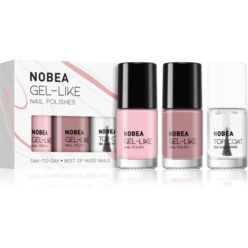 NOBEA Day-to-Day 3-Piece Nail Polish set with Top coat nagellak set Best of Nude Nails