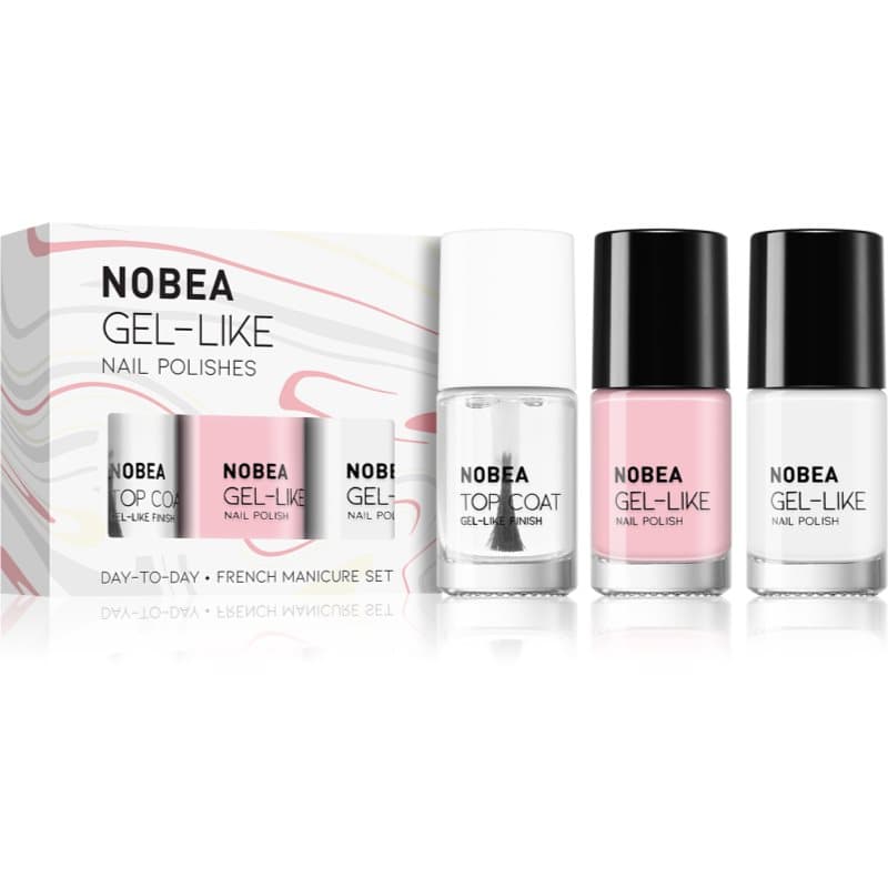 NOBEA Day-to-Day 3-Piece Nail Polish set with Top coat nagellak set French manicure set