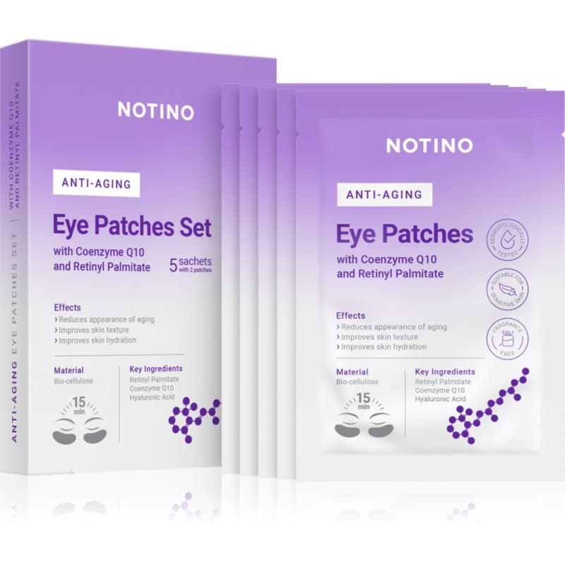 Notino Anti-Aging Bio-Cellulose Eye Patches Set with Coenzyme Q10 and Retinyl Palmitate Anti-Rimpel Oogmasker voor Oogcontouren