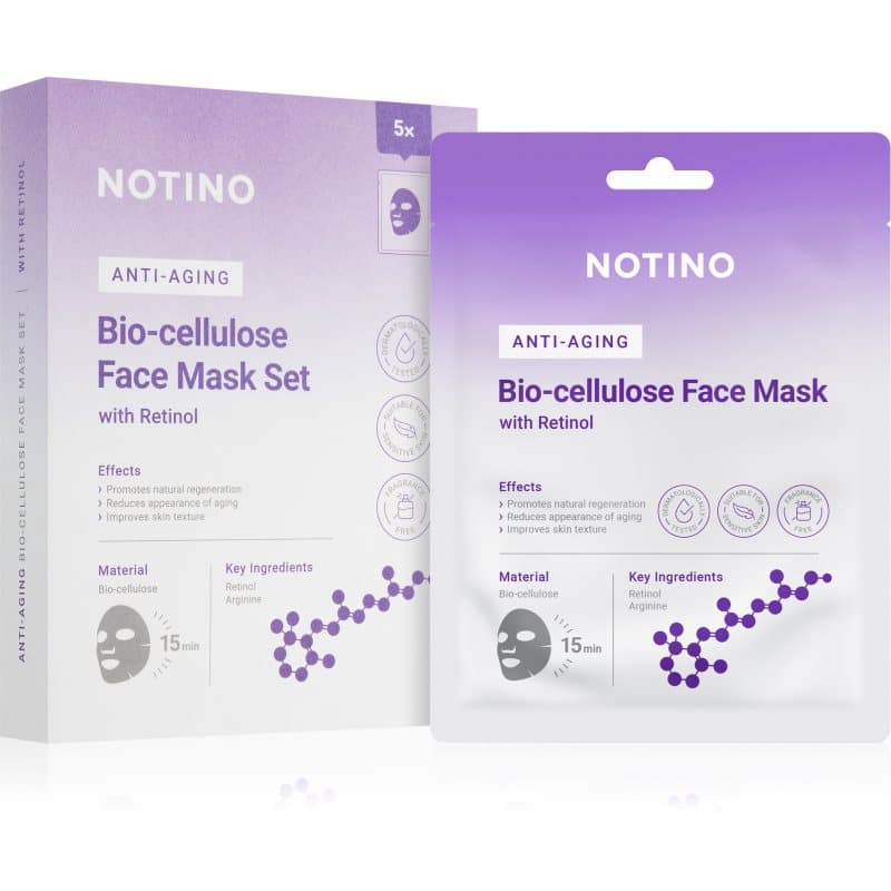 Notino Anti-Aging Bio-Cellulose Face Mask with Retinol Sheetmaskerset tegen Rimpels