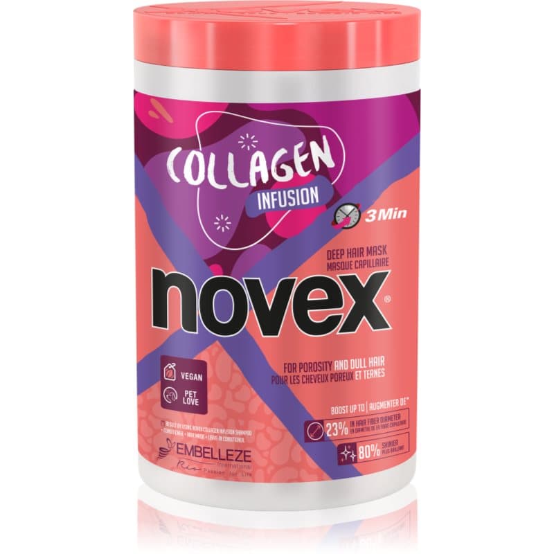 Novex Collagen Infusion versterkende masker voor verzwakt, beschadigd haar en gespleten punten 400 g
