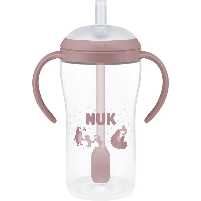 NUK Perfect Match Bear fles met rietje 8m+ 260 ml