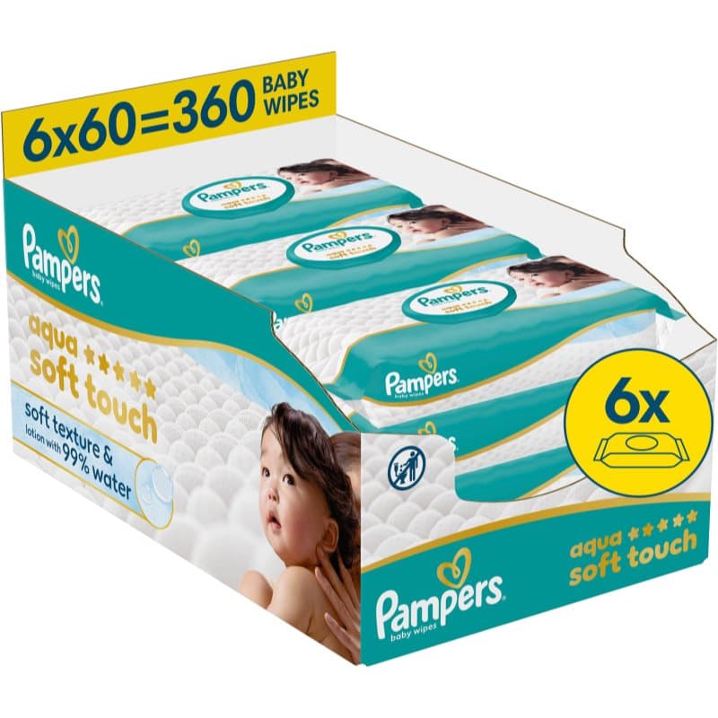 Pampers Aqua Soft Touch Vochtige Reinigings Doekjes voor Kinderen 6x60 st