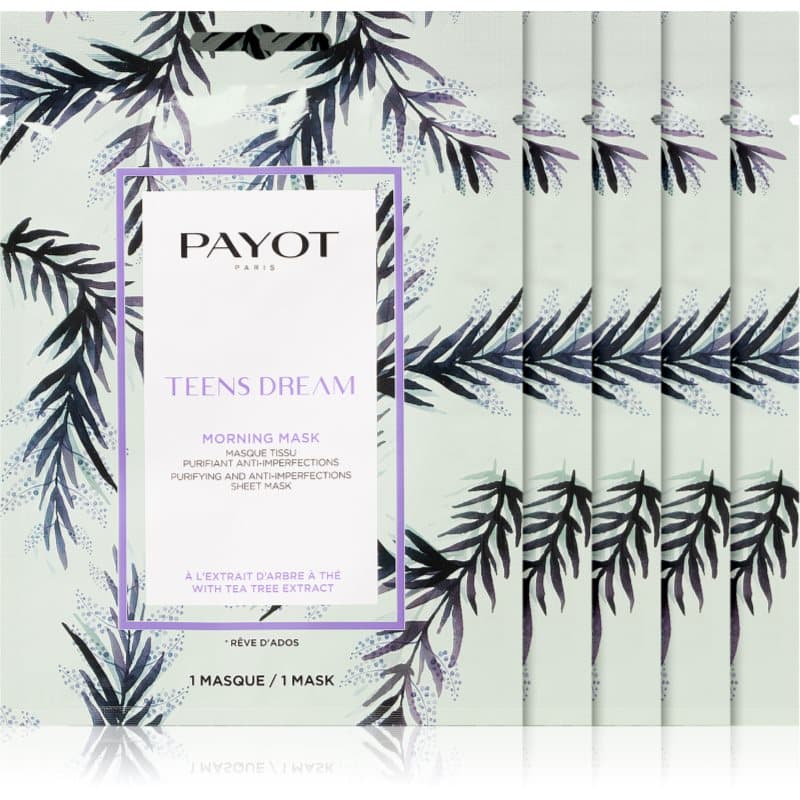 Payot Morning Mask Teens Dream Cellaag Masker met Reinigende en Verfrissende Werking voor Gemengd tot Vette Huid 5 st