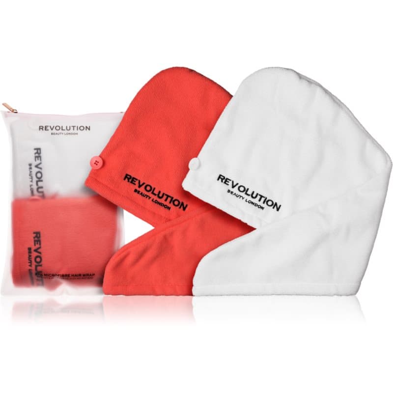 Revolution Haircare Microfibre Hair Wraps Handdoek  voor het Haar Tint  Coral/White 2 st