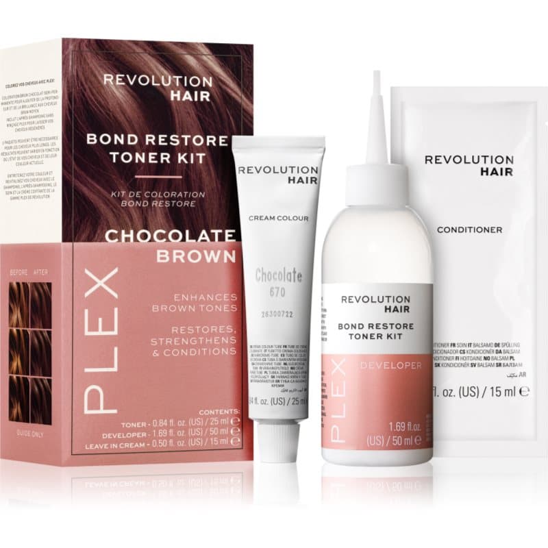 Revolution Haircare Plex Bond Restore Kit set voor Accentueren van Haarkleur Tint Chocolate Brown 1 st