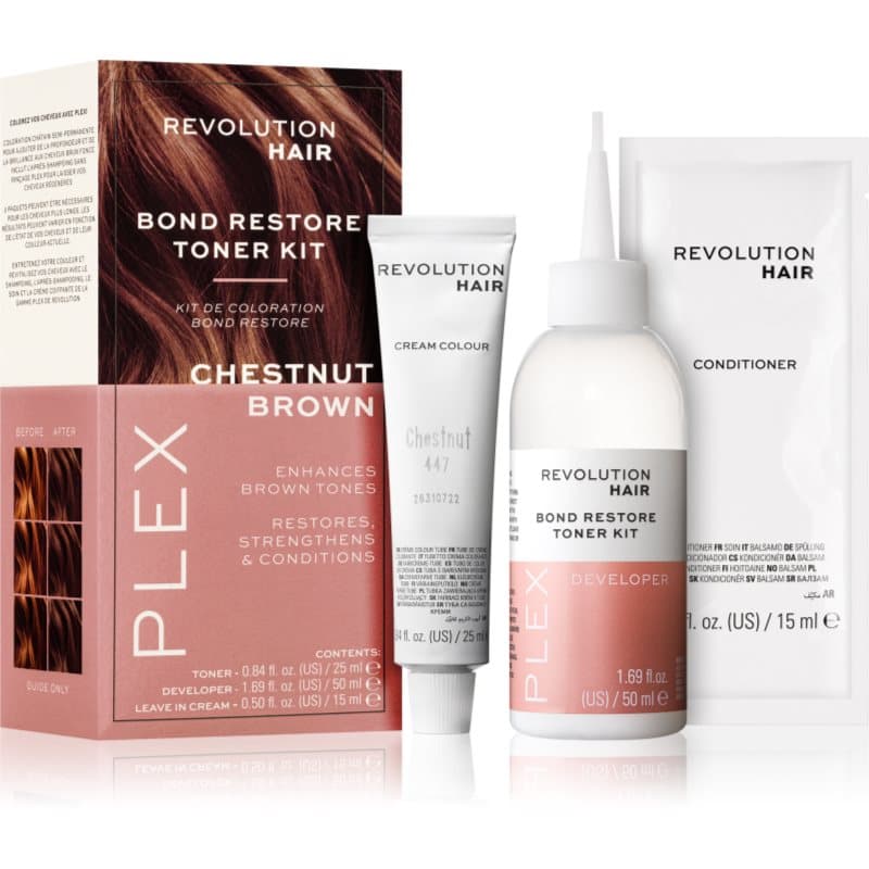 Revolution Haircare Plex Bond Restore Kit set voor Accentueren van Haarkleur Tint Chestnut Brown 1 st