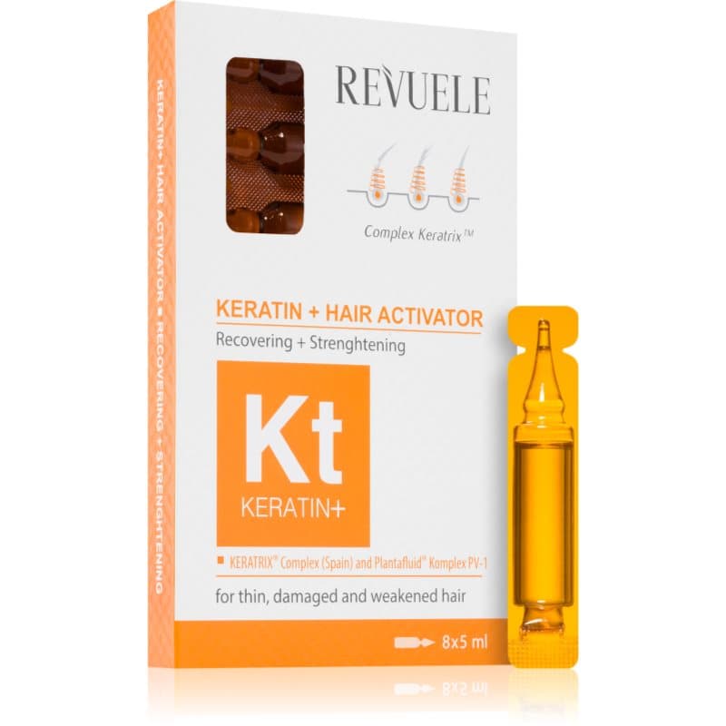 Revuele Ampoules Keratin + Hair Activator ampul voor Zwak, Gestresset Haar 8x5 ml
