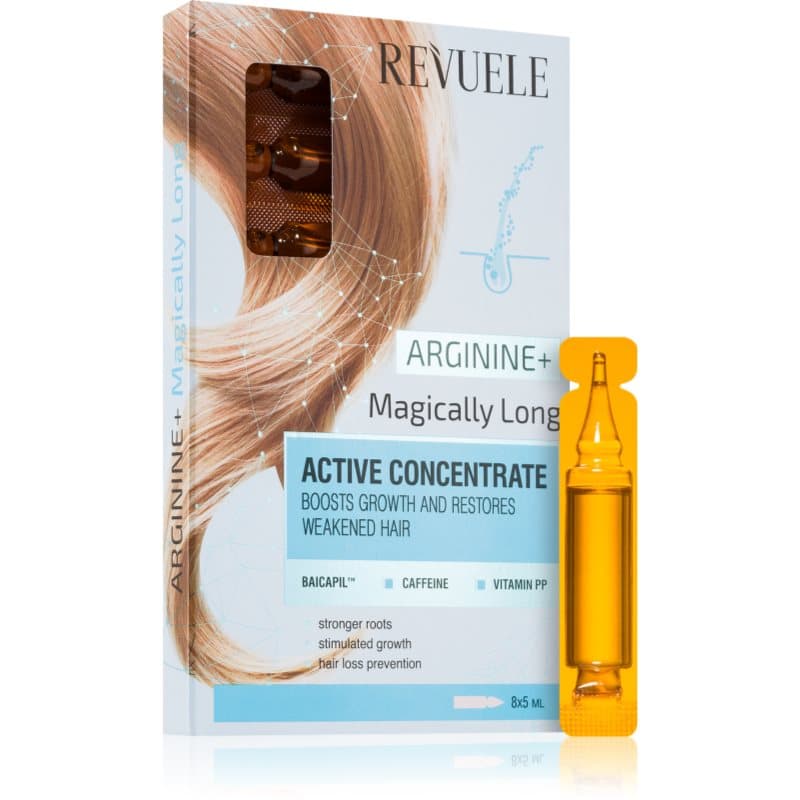 Revuele Active Hair Concentrate Arginine+ Magically Long ampul voor bescherming van Haarwortels en Versterking van Haargroei 8x5 ml