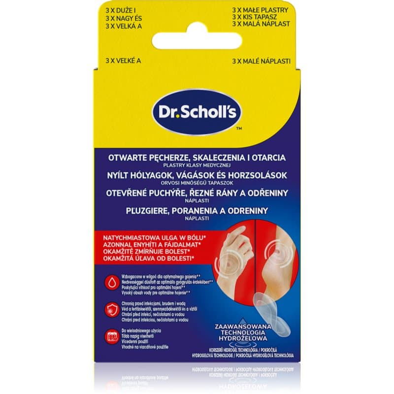 Scholl Dr. Scholl's Open Blisters, Cuts and Abrasions hydroactief verband ter behandeling van kleine, oppervlakkige verwondingen van de huid 2x3 st