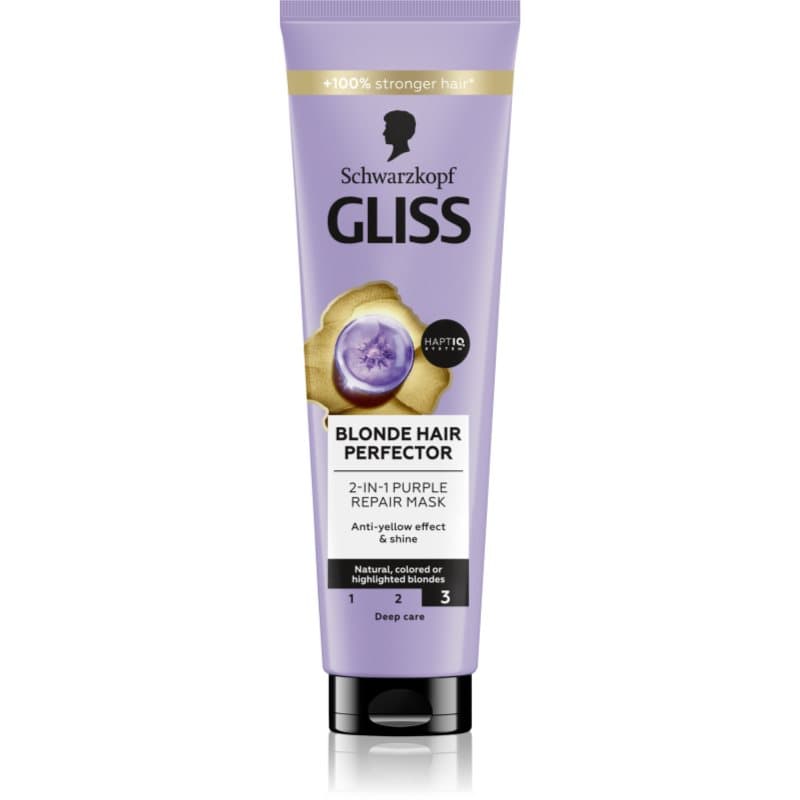 Schwarzkopf Gliss Blonde Hair Perfector Herstellende Haarmasker voor ontkleurd haar of haar met highlights 150 ml