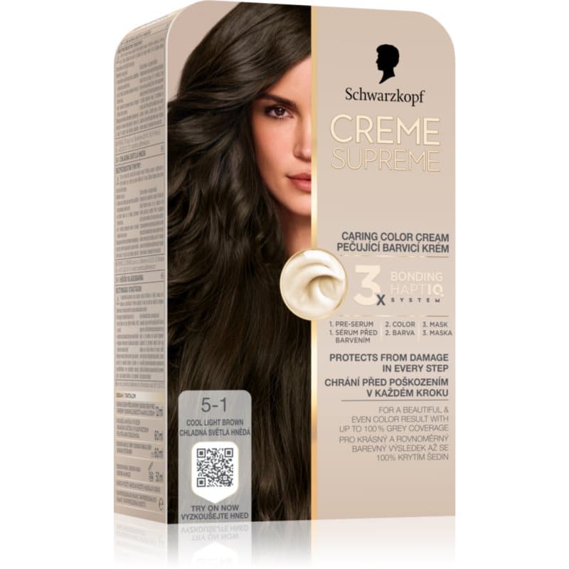 Schwarzkopf Creme Supreme Pernamente Haarkleuring Tint 5-1 Cool Light Brown 60 ml