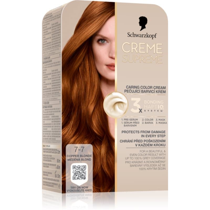 Schwarzkopf Creme Supreme Pernamente Haarkleuring Tint 7-7 Copper Blonde 60 ml