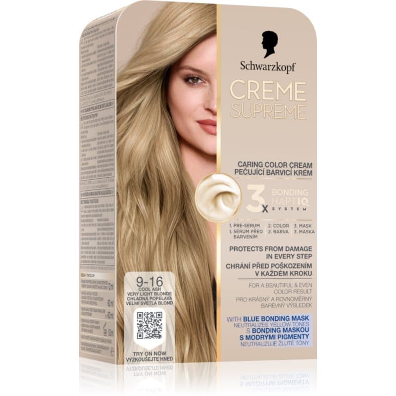Schwarzkopf Creme Supreme Pernamente Haarkleuring Tint 9-16 Cool Ash Very Light Blonde 60 ml