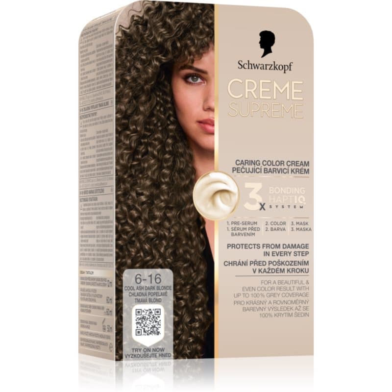 Schwarzkopf Creme Supreme Pernamente Haarkleuring Tint 6-16 Cool Ash Dark Blonde 60 ml