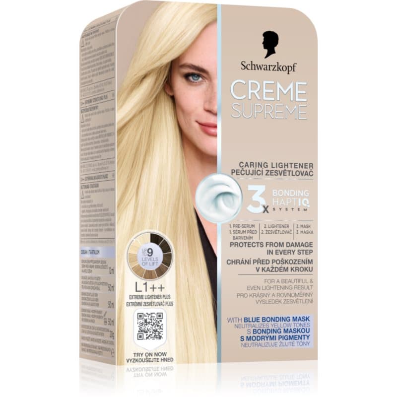 Schwarzkopf Creme Supreme Pernamente Haarkleuring om het haar te blonderen Tint L1++ Extreme Lightener Plus 60 ml