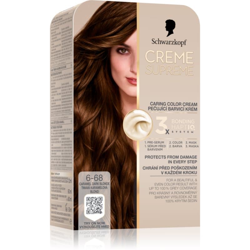 Schwarzkopf Creme Supreme Pernamente Haarkleuring Tint 6-68 Caramel Dark Blonde 60 ml