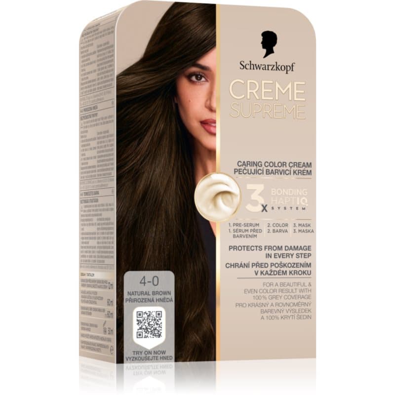Schwarzkopf Creme Supreme Pernamente Haarkleuring Tint 4-0 Natural Brown 60 ml