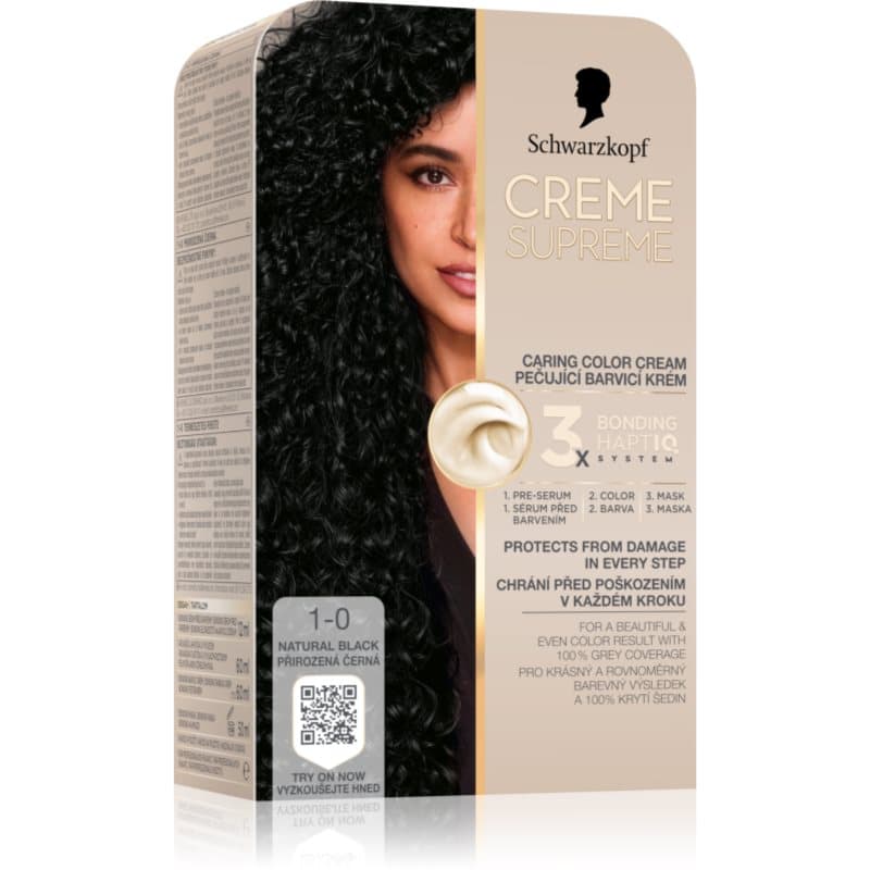 Schwarzkopf Creme Supreme Pernamente Haarkleuring Tint 1-0 Natural Black 60 ml
