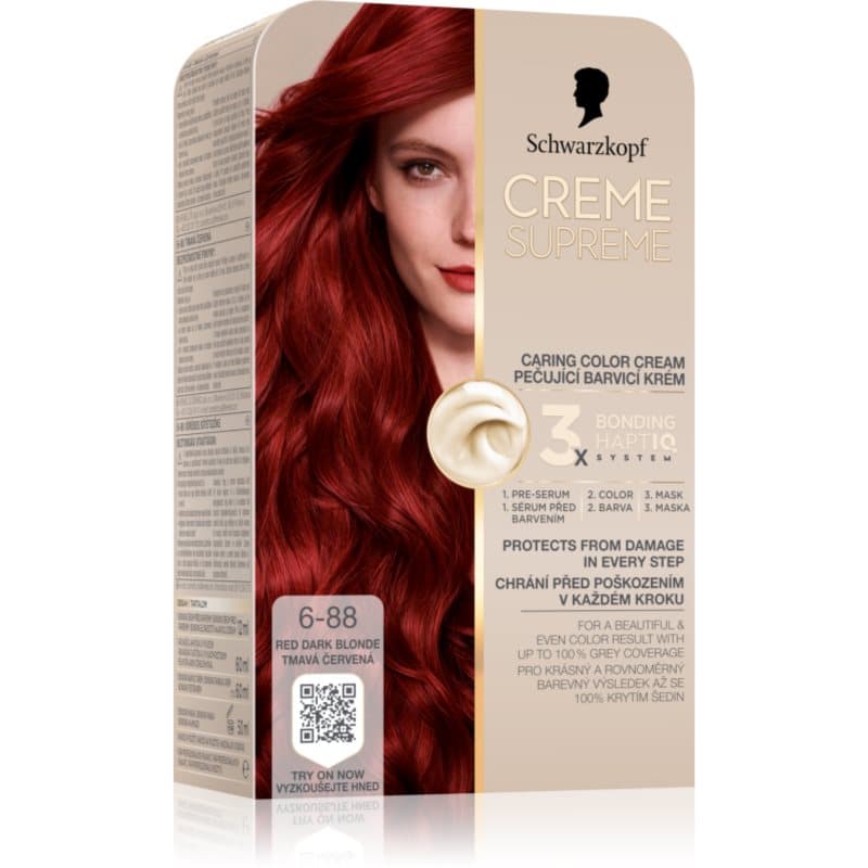 Schwarzkopf Creme Supreme Pernamente Haarkleuring Tint 6-88 Red Dark Blonde 60 ml