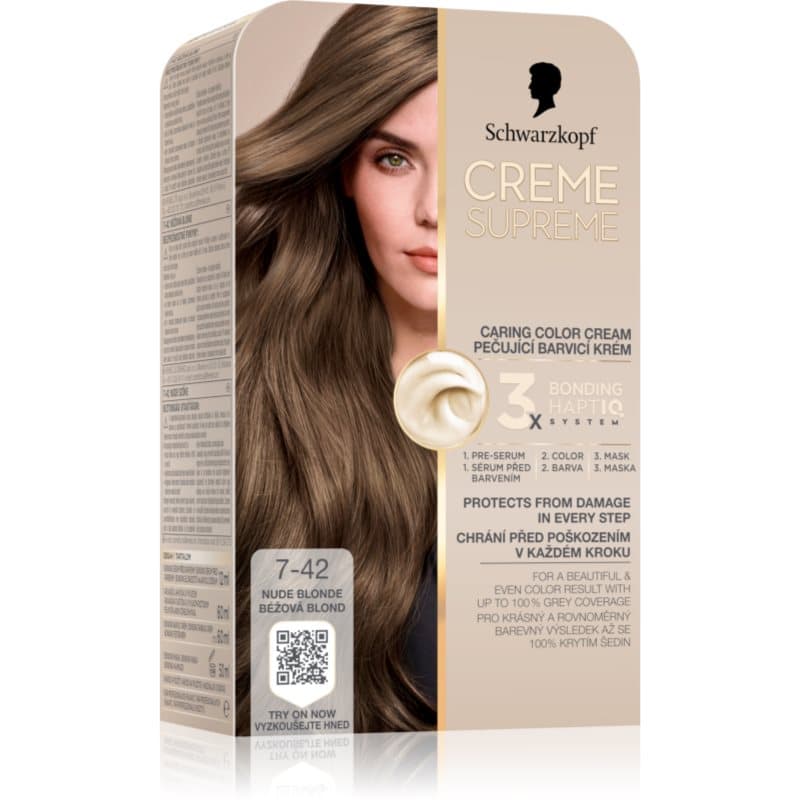 Schwarzkopf Creme Supreme Pernamente Haarkleuring Tint 7-42 Nude blonde 60 ml