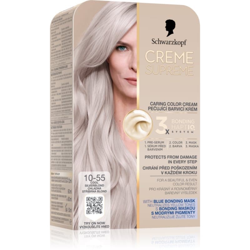 Schwarzkopf Creme Supreme Pernamente Haarkleuring Tint 10-55 Cool Silverblond 60 ml