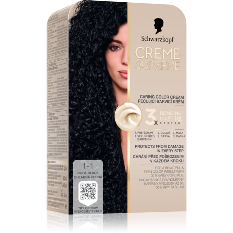Schwarzkopf Creme Supreme Pernamente Haarkleuring Tint 1-1 Cool Black 60 ml