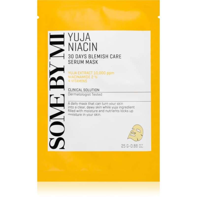 Some By Mi Yuja Niacin Blemish Care Serum Mask verhelderende sheet mask voor Vette en Problematische Huid 25 g