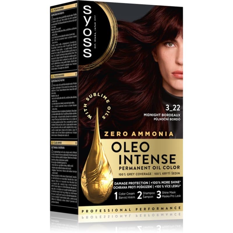 Syoss Oleo Intense Pernamente Haarkleuring met Olie Tint 3-22 Midnight Bordeaux 1 st