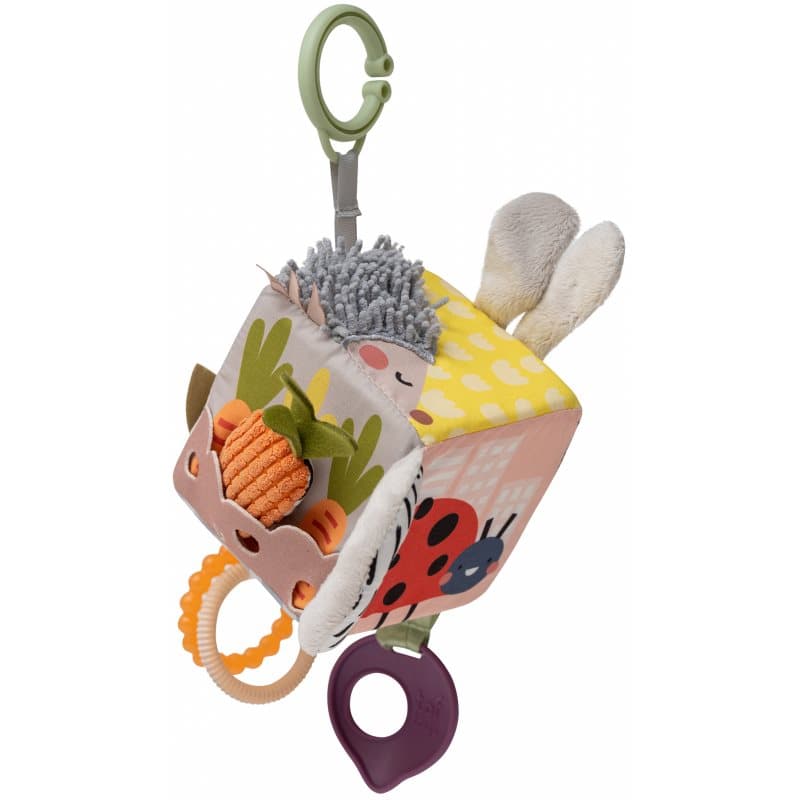 Taf Toys Activity Cube Urban Garden hangspeeltje met contrasterende kleuren met bijtring 1 st