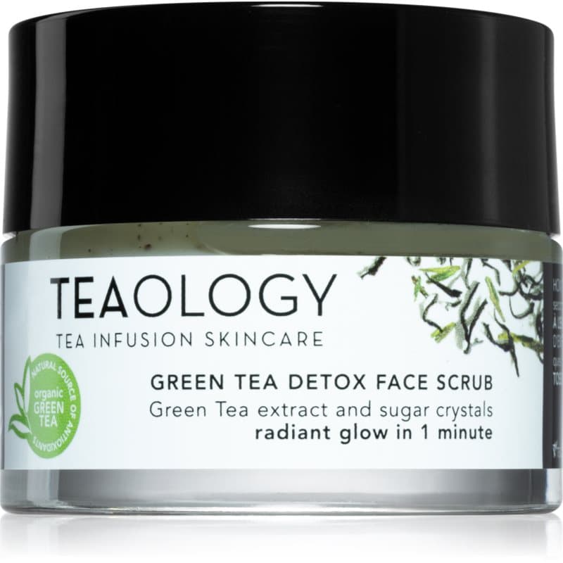 Teaology Cleansing Green Tea Detox Face Scrub Suiker Peeling voor Zachte Reiniging en Huidvoeding met Groene Thee 50 ml