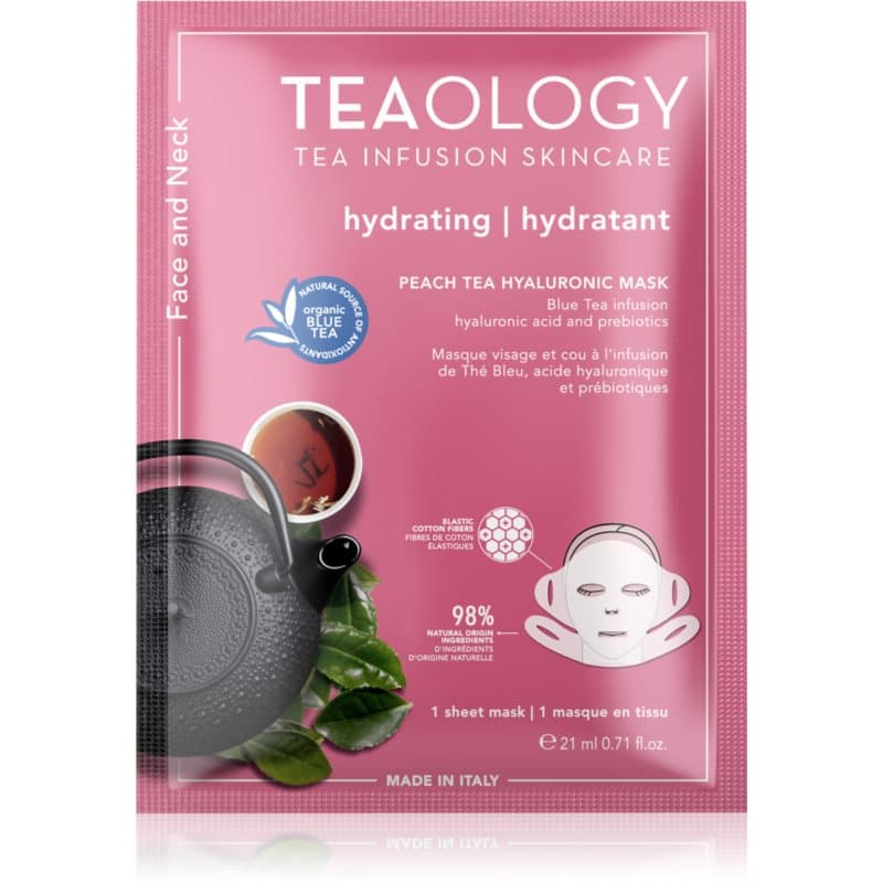 Teaology Face Mask Peach Tea Hyaluronic hydraterende sheet mask 21 ml