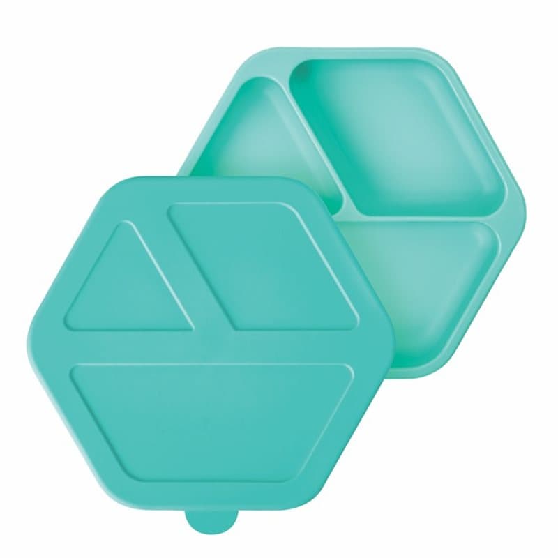Tiny Twinkle Silicone Plate bord met vakjes met deksel Mint 1 st