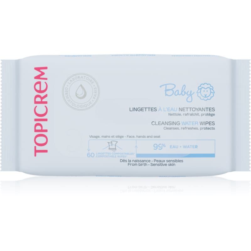 Topicrem BABY Cleansing Water Wipes Vochtige Reinigings Doekjes voor Kinderen 60 st