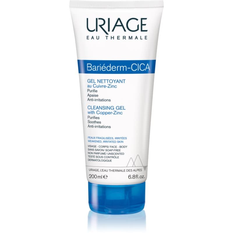 Uriage Bariéderm Cica Cleansing Gel with Copper-Zinc Kalmerende Reinigingsgel voor Gebarsten Huid 200 ml