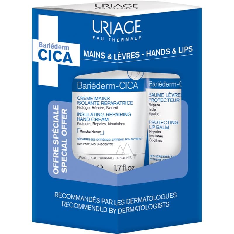 Uriage Bariéderm Cica Hands & Lips Set set voor Zeer Droge Huid