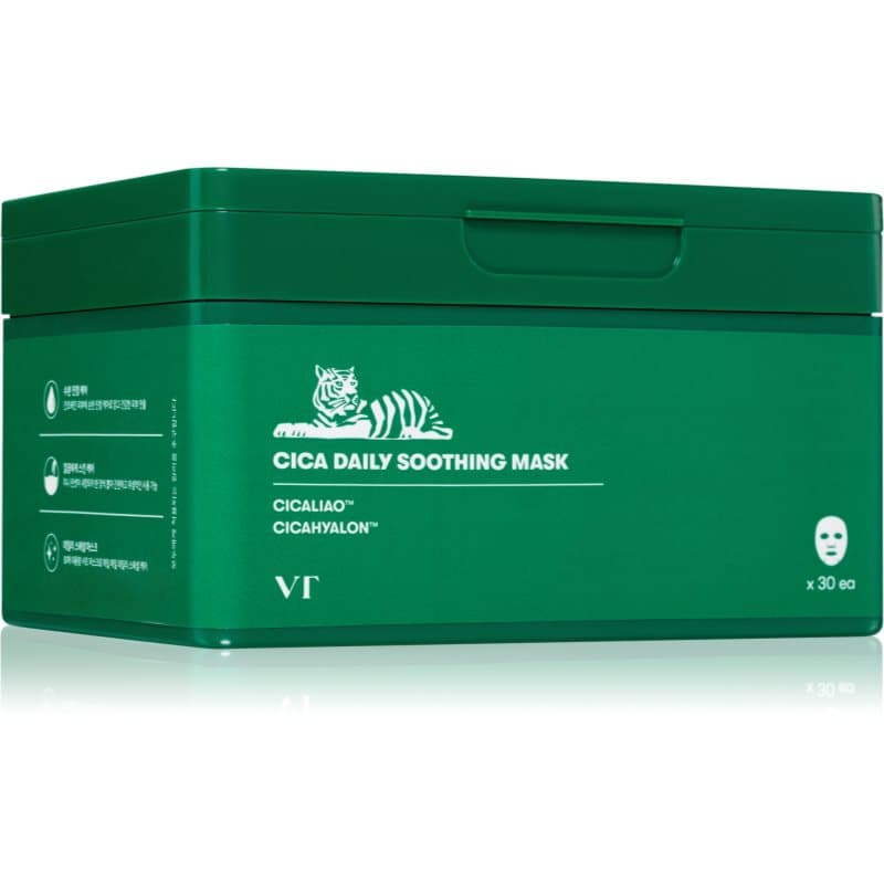VT Cosmetics Cica Daily Soothing Mask Intensief hydraterend gezichtsmasker met kalmerend effect Grote Verpakking 30 st