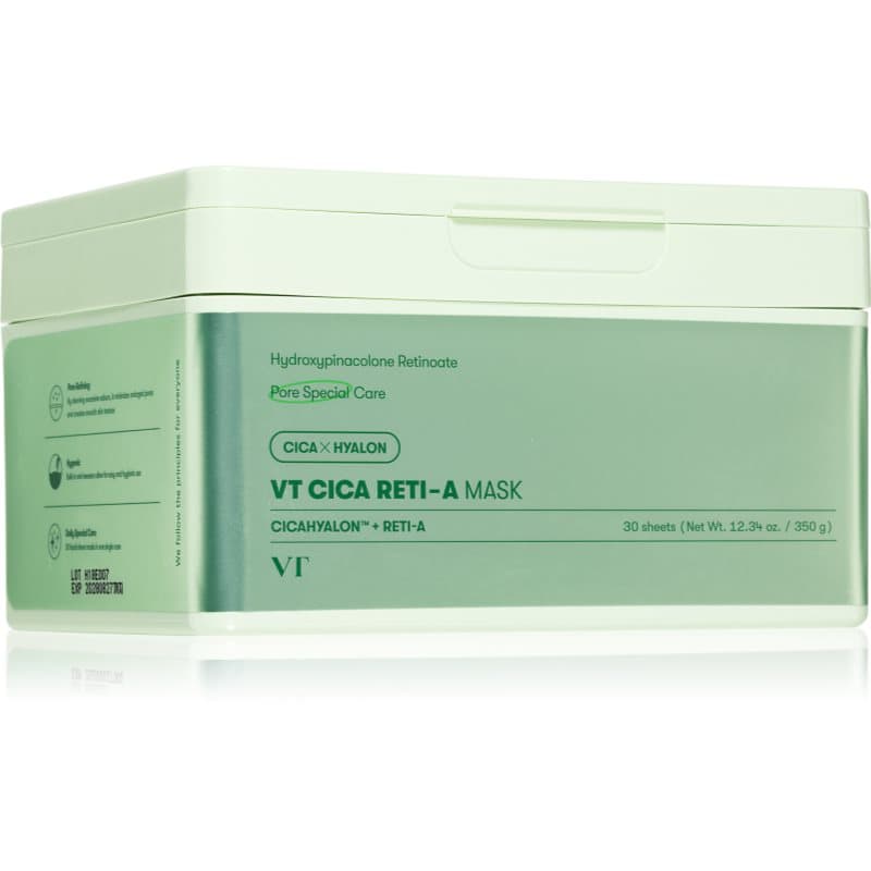 VT Cosmetics Cica Reti-A Mask kalmerende sheet mask met Verstevigende Werking Grote Verpakking 30 st