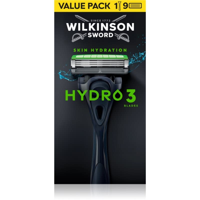 Wilkinson Sword Hydro3 Scheerapparaat + Vervangbare Scheermesjes 8 st.