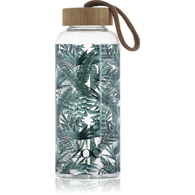 ZOE Bamboo Glass Bottle glazen waterfles kleur Tropic green 550 ml