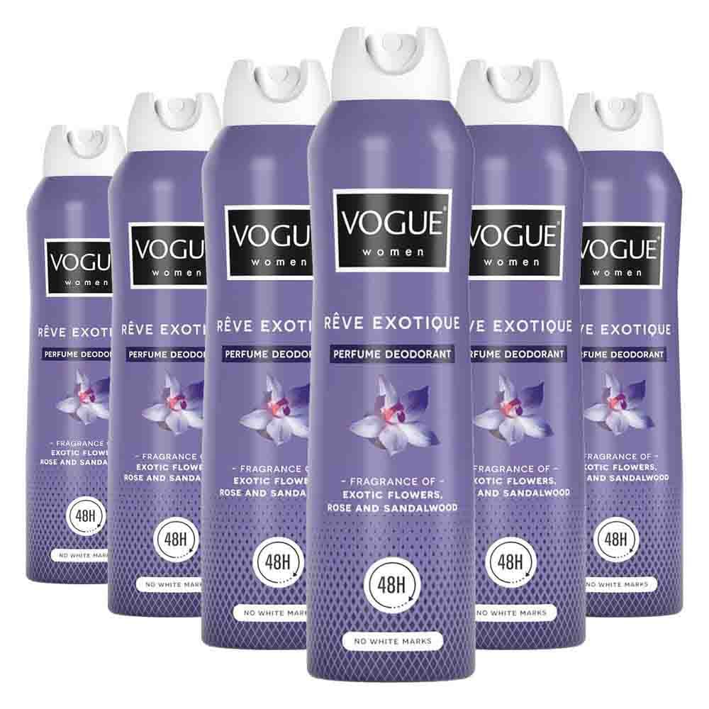 6x Vogue Reve Exotique Parfum Deodorant 150 ml