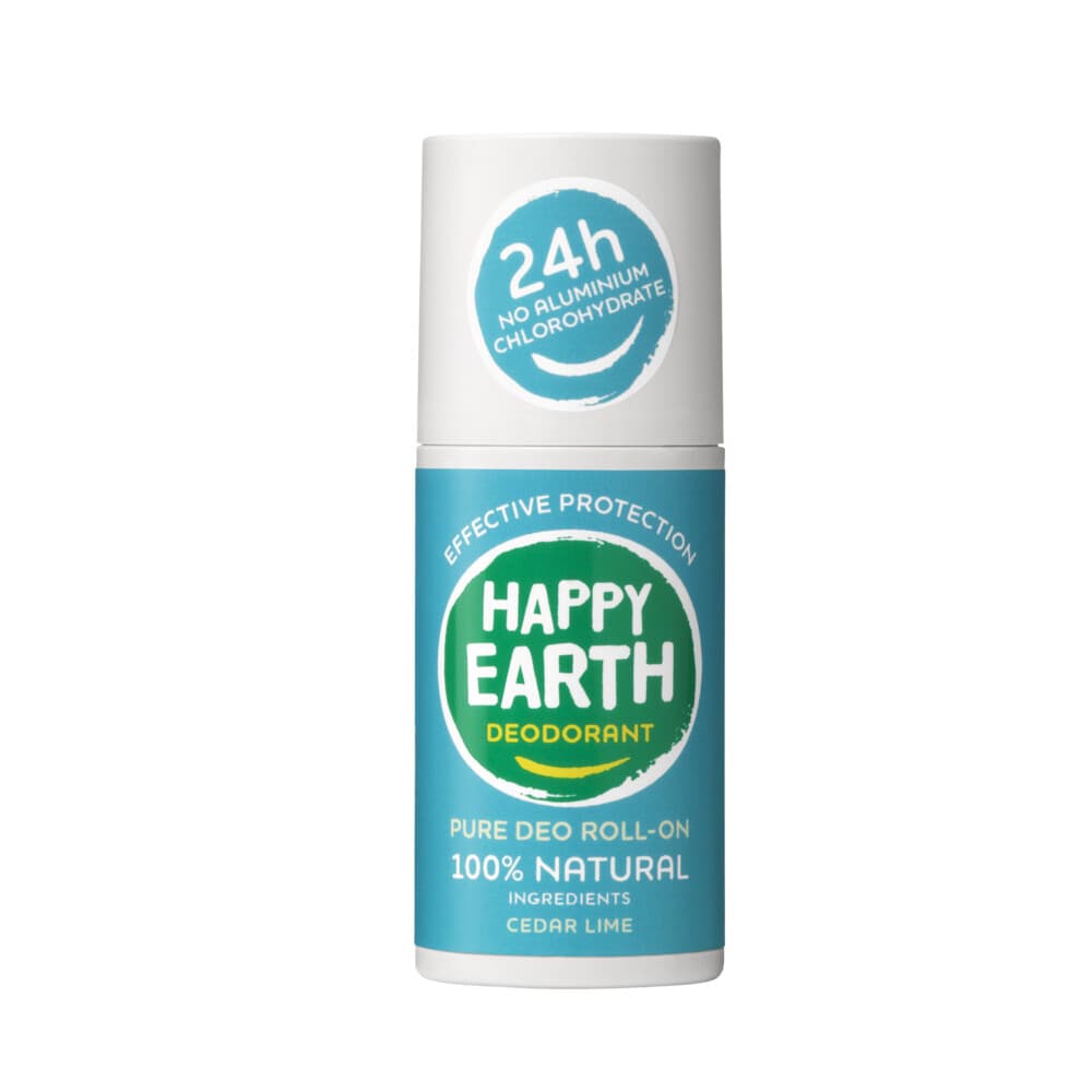 1+1 gratis: Happy Earth 100% Natuurlijke Deodorant Roller Cedar Lime 75 ml
